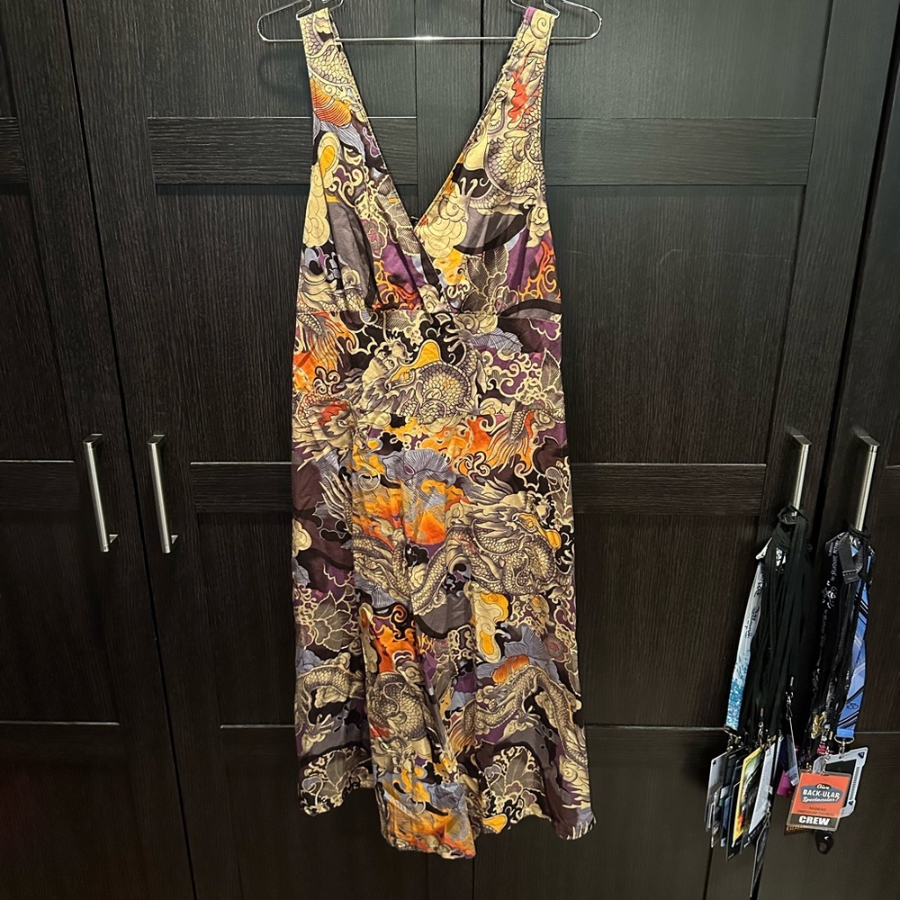 Handmade halter dress.  Dragon print.​